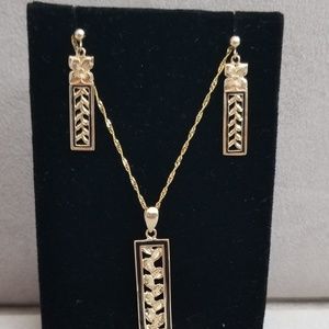 14k maile leaf design set Hawaiian leaf
